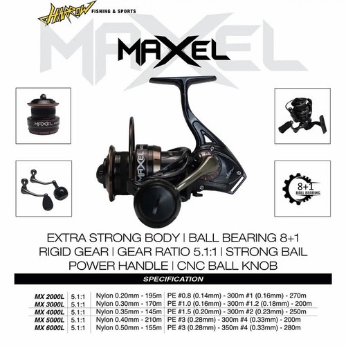 Reel SPINNING HARROW MAXEL (POWER HANDLE)