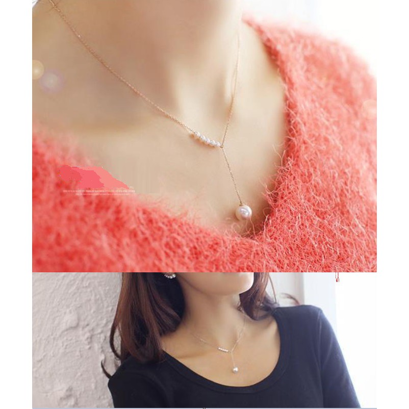 Kalung Rantai Wanita C14 Mutiara Korea Fashion Women Pearl Necklace Alloy Aksesoris Perhiasan Cewe