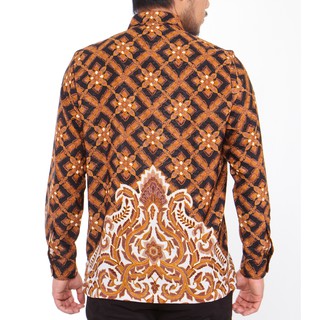 Benhill Kemeja Pria  Batik  Lengan  Panjang  Hitam Kombinasi 