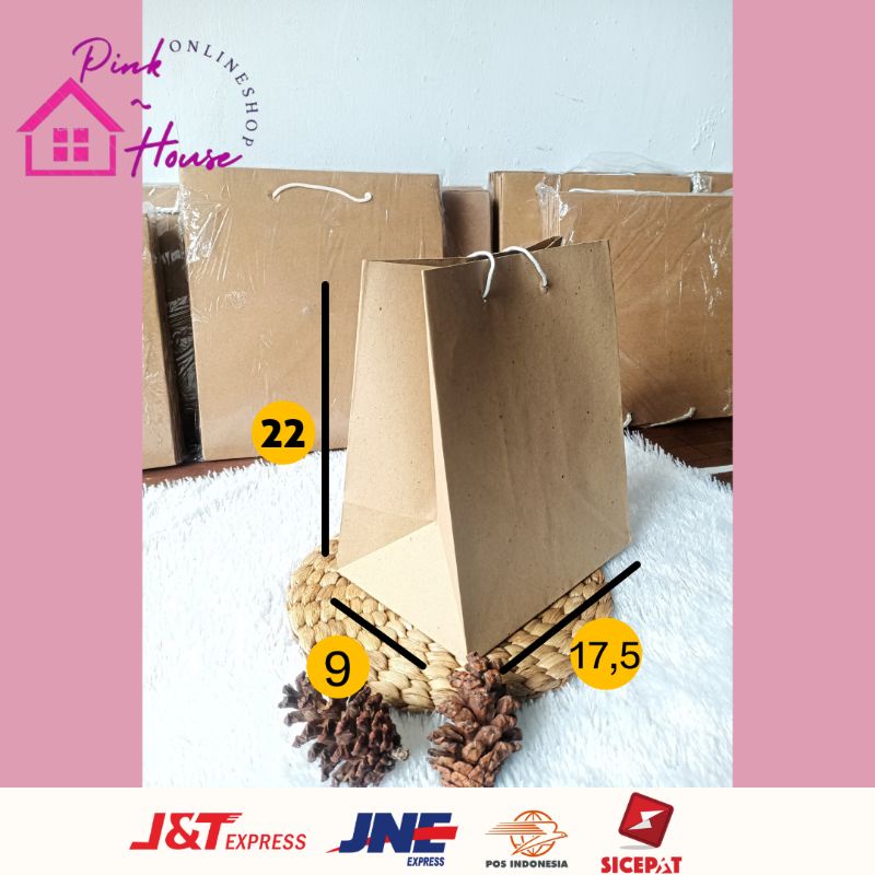 

PAPER BAG COKLAT POLOS MURAH 17,5x9x22 / ukuran pop mie / TAS KERTAS