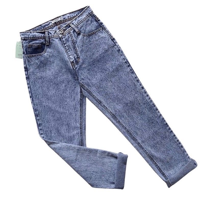 Celana Jeans Highwaist Wanita Boyfriend Snowblack