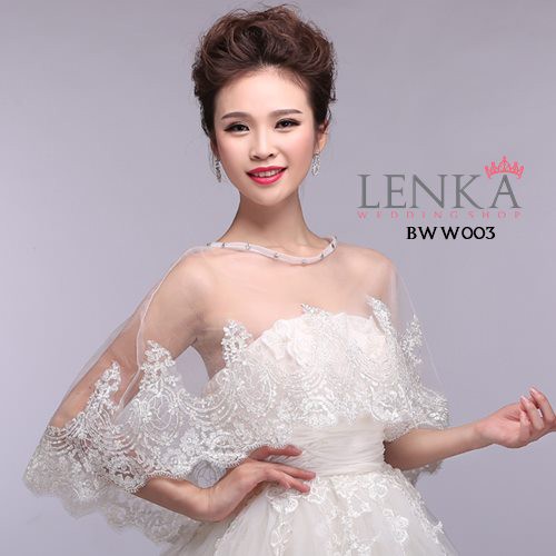 [SIAP KIRIM] AKSESORIS BOLERO LACE RENDA PUTIH PENGANTIN WANITA BWW003