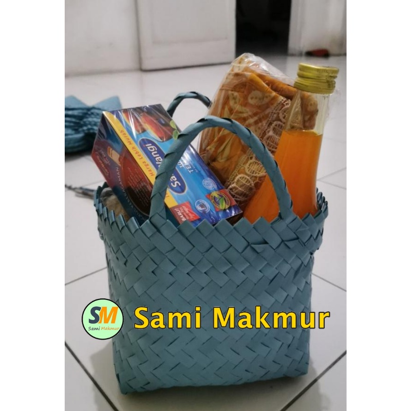 Tas Anyaman Plastik Murah Polos Mini Keranjang Belanja untuk Bingkisan Hampers Parcel Wadah Hampers Pernikahan