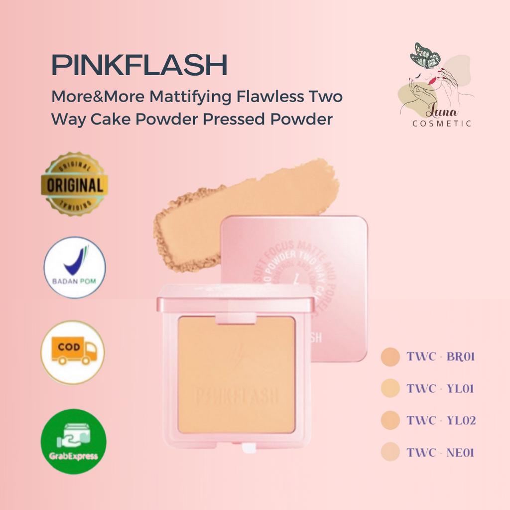 [NEW]PINKFLASH More&amp;More Mattifying Flawless Two Way Cake Powder Pressed Powder UV Protection Matte lightweight Oil Control