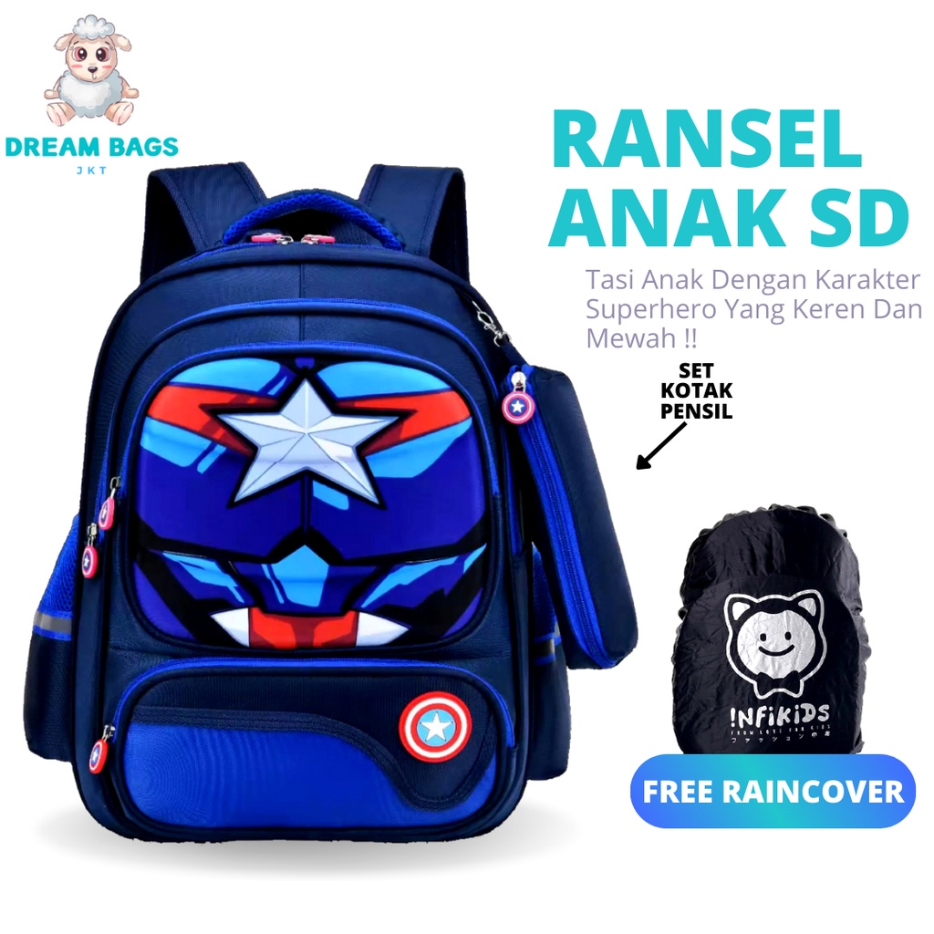 Tas Sekolah Karakter Superhero DB 1922 Size SD Tas Anak Import - Tas Sekolah Anak Laki Laki - Tas Sekolah anak Laki Sd - tas anak laki sd