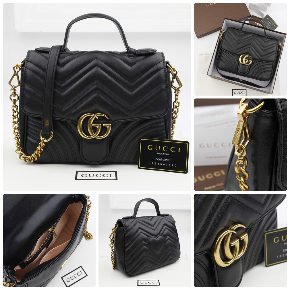 gg marmont small top handle bag