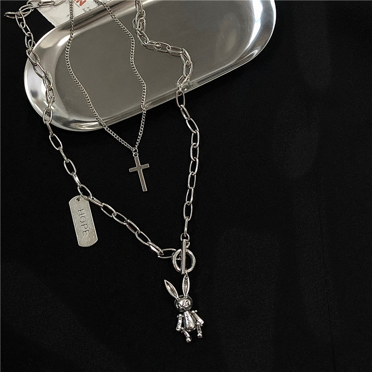 Punk Multilayer Cross Necklace Hip Hop Nightclub Hope Pendant Accessories