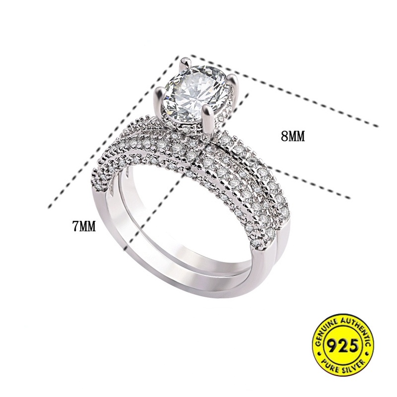 Set Cincin 925 Silver Moissanite Rose Gold Untuk Pertunangan