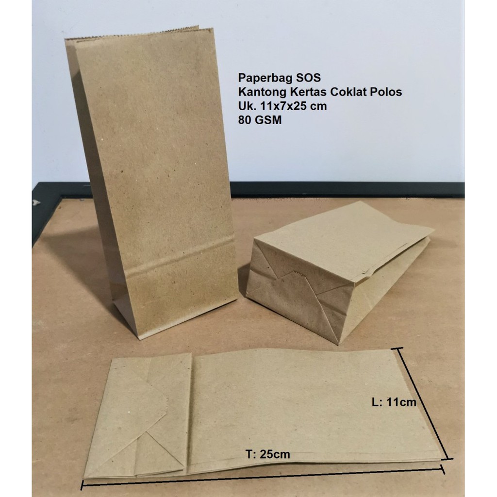 

Kantong Kertas Coklat SOS Polos 11x7x25 Food Packaging Makanan, Bungkus Kebab, Roti Kantong Souvenir