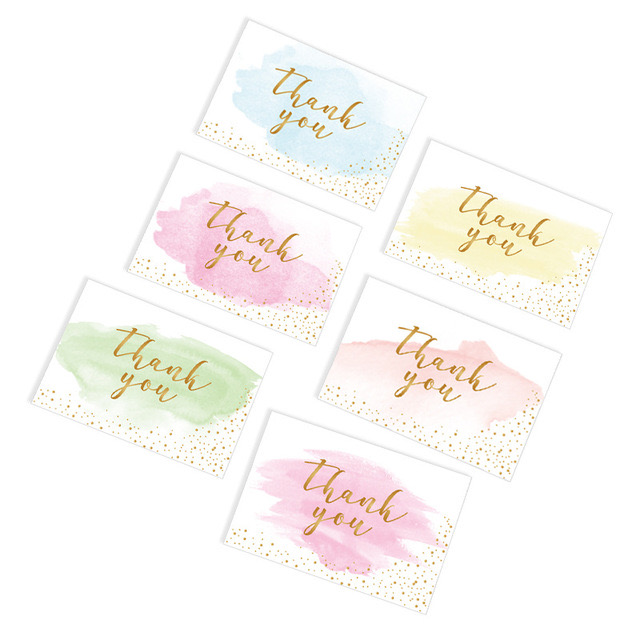 [Ready Stock] 6pcs Korean Creative Bronzing THANK YOU Card Syukuran Liburan Pesan Wish Kartu Ucapan Dengan Amplop Happy New Year