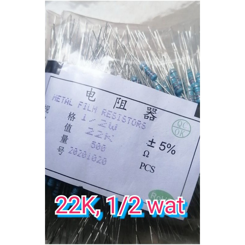 10pcs, resistor 22k, 1/2 wat