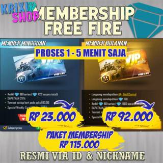 Promo Membership Free Fire Mingguan Bulanan