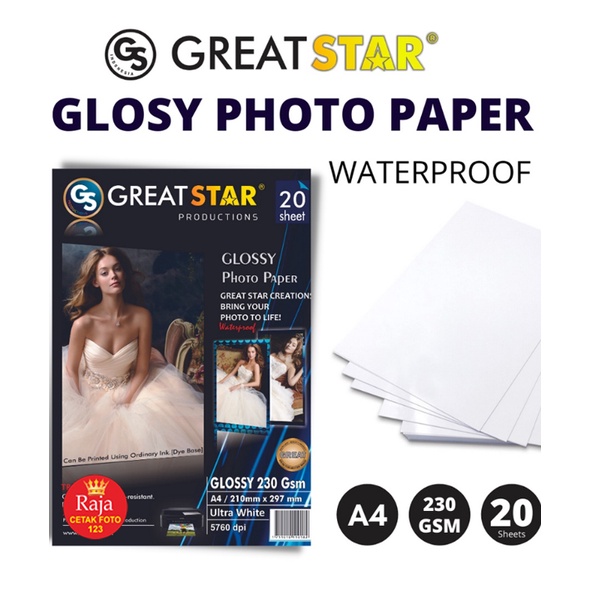 

GLOSSY PHOTO PAPER 230gsm GREATSTAR