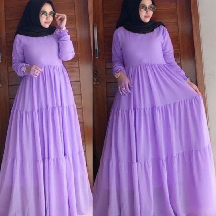 zahra maxi ceruty bebydoll susun /gamis syarii ceruty kancing /gamis ceruty umpak