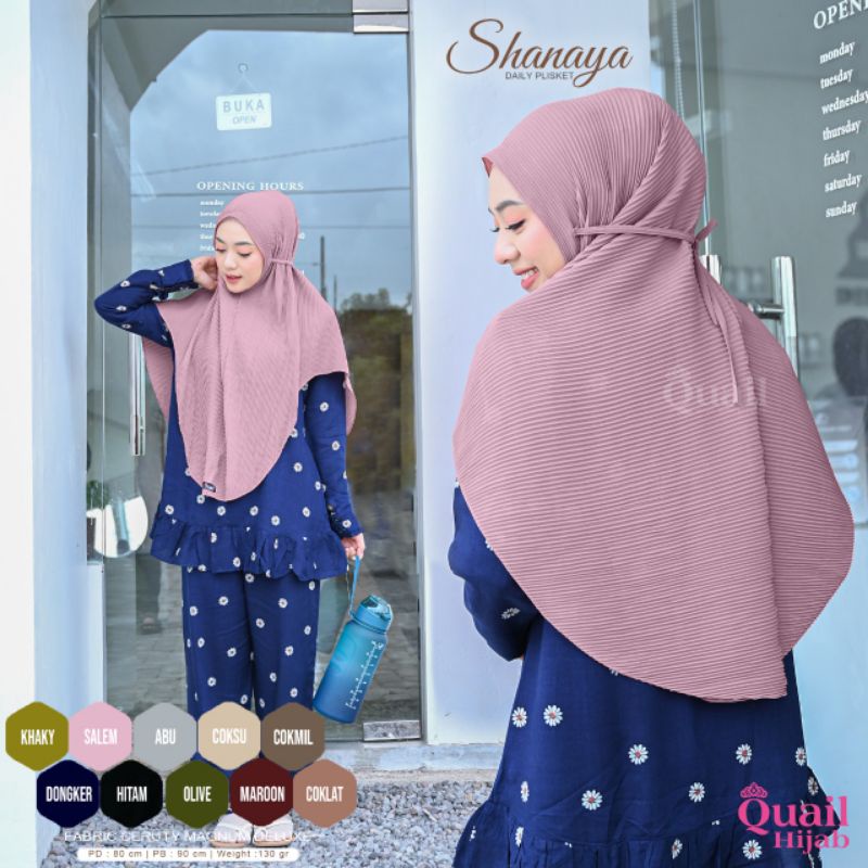 Jilbab Shanaya Plisket ori Quail Hijab