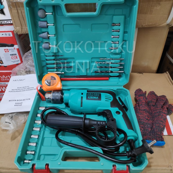 NRT-PRO Mesin Bor Set 13mm Imact Drill Box Set Komplit NRT PRO 500 HD