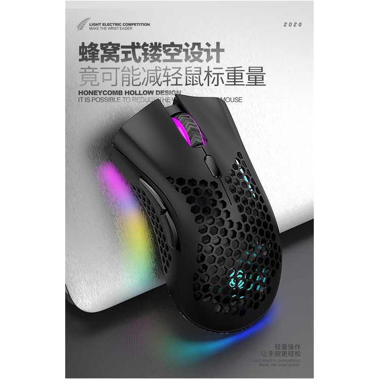 IDN TECH - K-SNAKE Mouse Gaming Wireless RGB Honeycomb 3 DPI Gear 2.4GHz - BM600