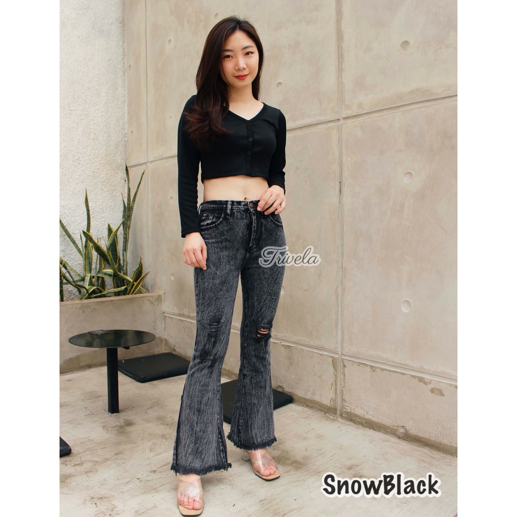 Boyfriend Cutbray Tulang Sobek / Cutbray Ripped / Boyfriend Jeans Wanita / Catlyn 27-34