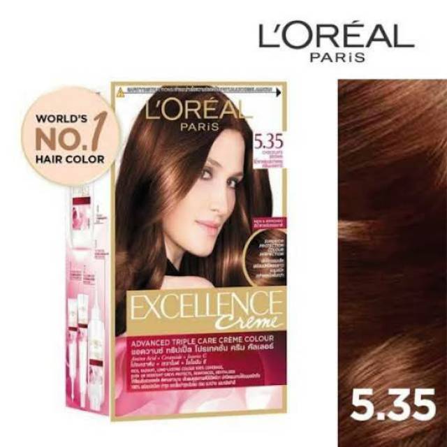Loreal excellence creme 5.35 chocolate brown semir rambut warna coklat gelap merk bagus original
