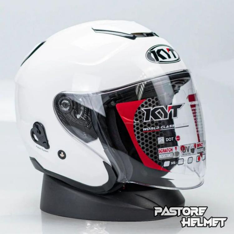 sudah ready   helm kyt kyoto r plain white   kyt kyoto solid putih   half face original kyt