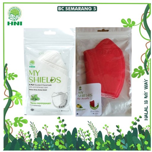 MYSHIELDS DUCKBILL PEPPERMINT, Masker Duckbill HNI,  Masker Duckbill Putih, Masker Duckbill Merah-Pu