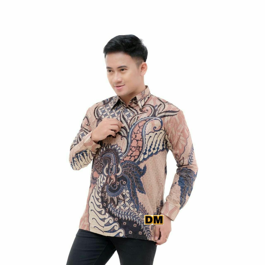 Kemeja Batik Hem Pria Atasan Formal Baju Kerja Motif Unik Lengan Panjang Seragam Kuliah Kantor MTD 1