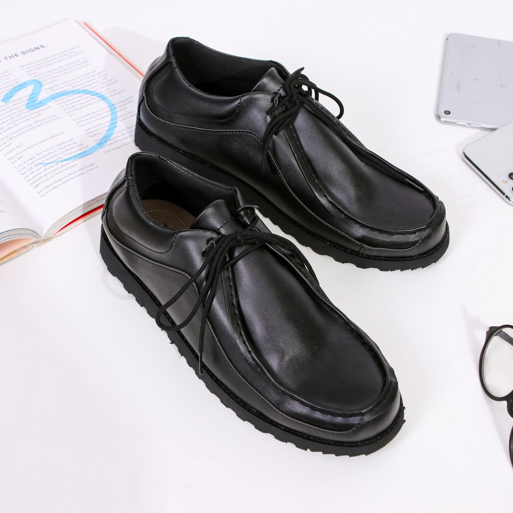 Valky Black | Sepatu Pria Hitam Loafers Tali Vintage Casual Klasik Original Kantor | FORIND x Giant Flames