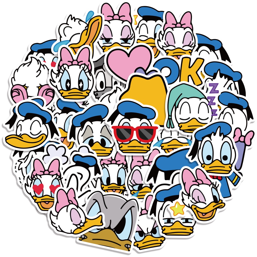 40 Donald Duck stiker lucu air kaca graffiti Jurnal bahan kartun ponsel case tangan Buku stiker Xiao