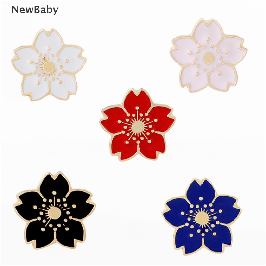 5pcs Bros Pin Enamel Bentuk Bunga Untuk Wanita