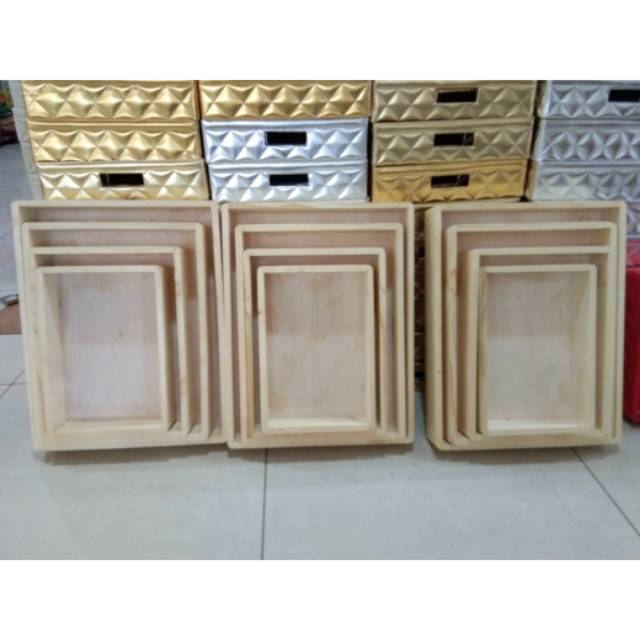 Flash Sale Kotak Hantaran Seserahan Mahar Kayu Rustic 1 Set Isi 4 Natural VQLWR5I11Aor7