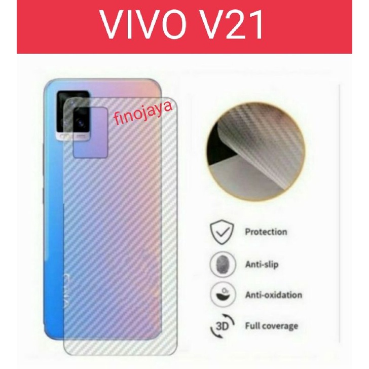 Garskin Carbon Vivo V21 4g Anti jamur belakang transparan