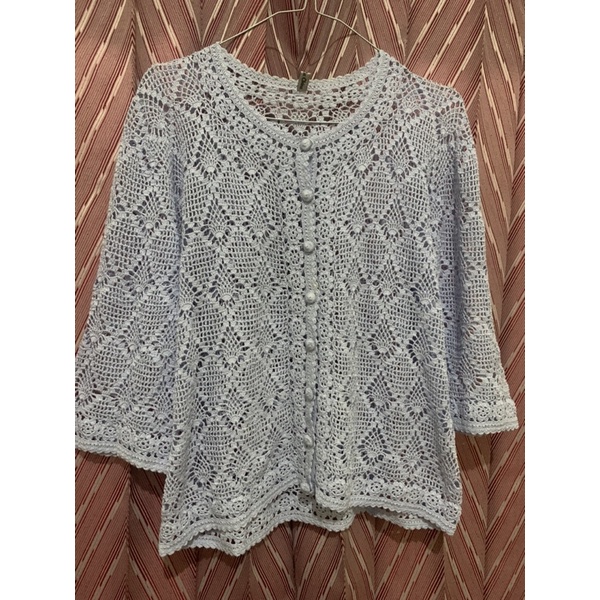 cardigan renda biru