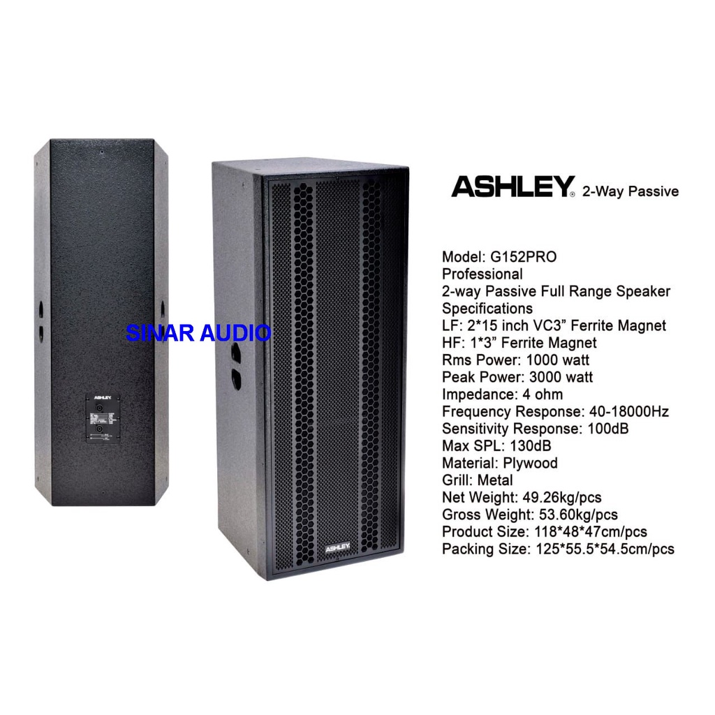 SPEAKER 2 WAY PASIF 2*15IN | ASHLEY G152PRO