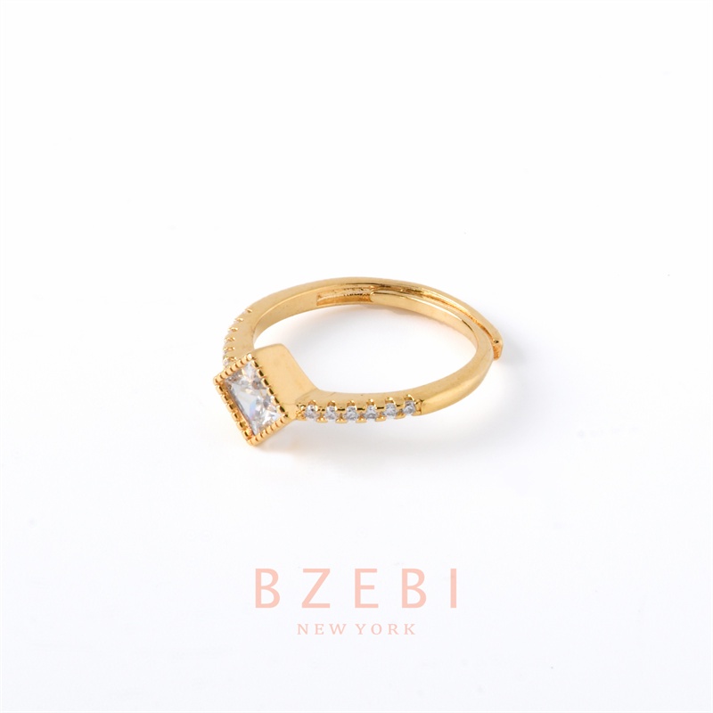Bzebi Cincin Lapis Emas 18k Aksen Zircon Ukuran 640R Untuk Wanita
