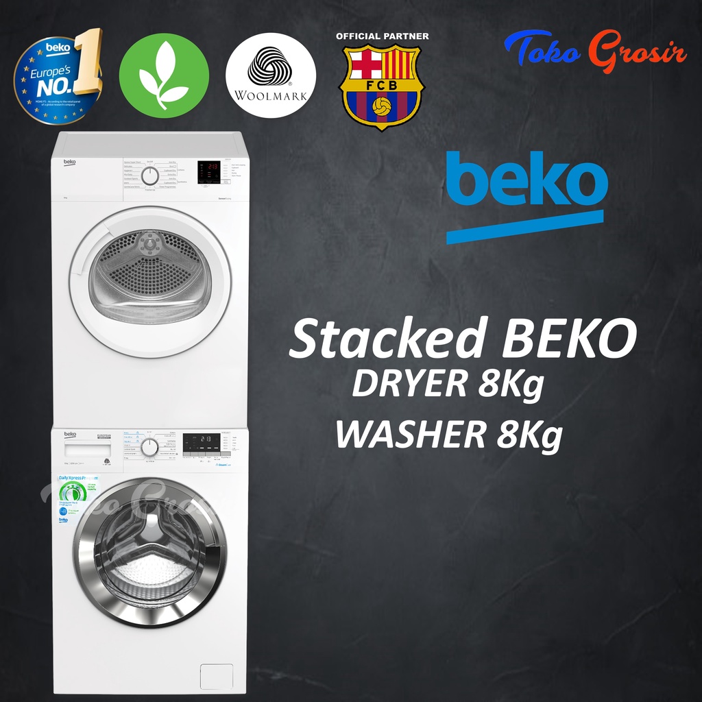 BEKO STACKED DRYER / MESIN PENGERING WASHER / MESIN CUCI LAUNDRY KAPASITAS 8 KG
