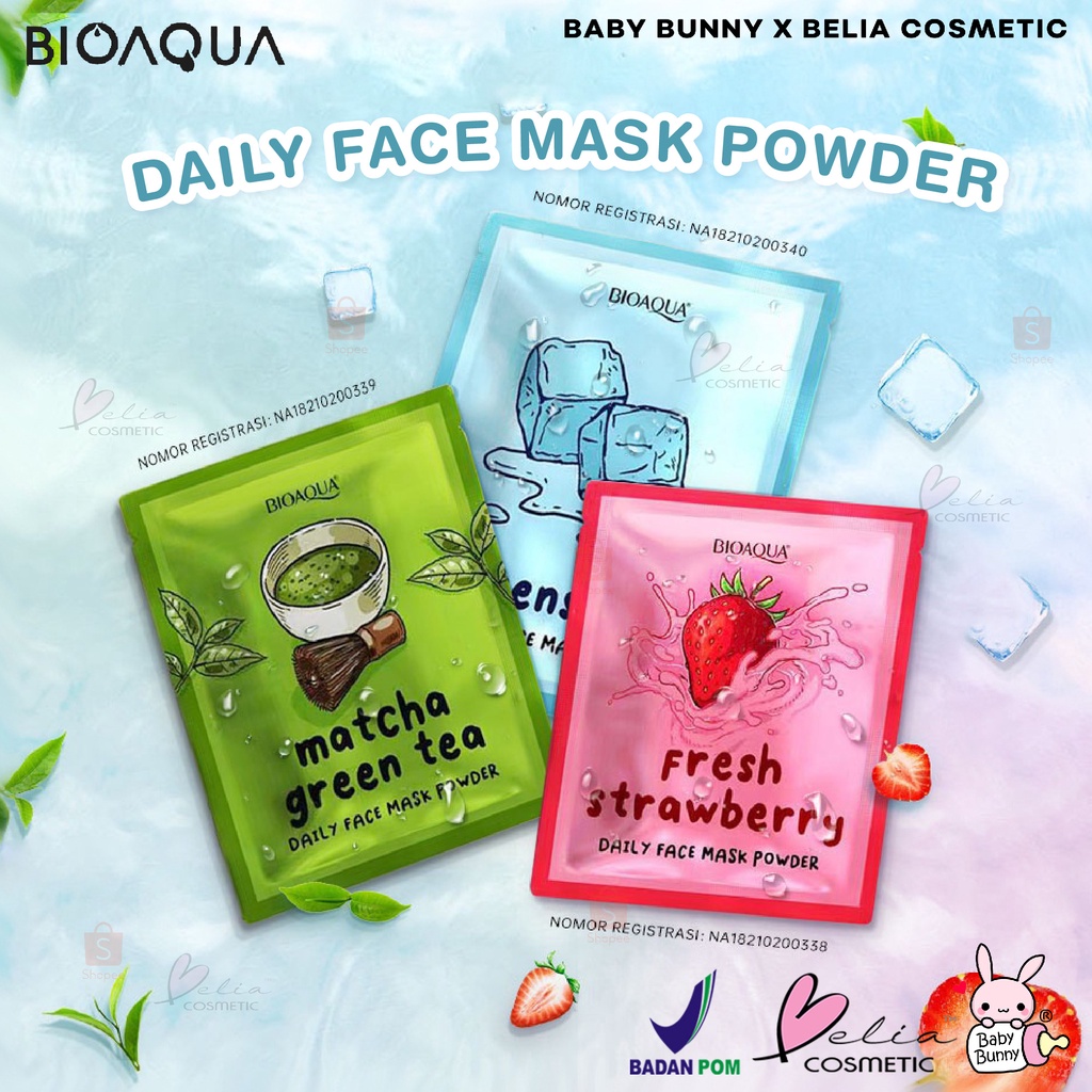 ❤ BELIA ❤ BIOAQUA Daily Face Mask Powder 20g | Masker bubuk acne prone | Masker Glowing | Masker moisturizing | BPOM