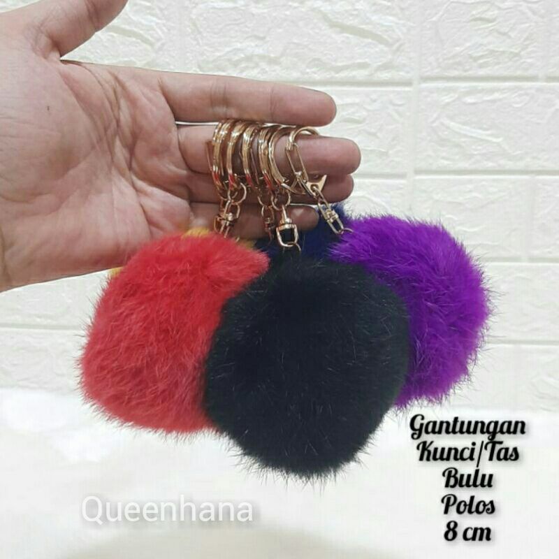 Gantungan Kunci Bulu Gantungan Tas Bulu Pompom