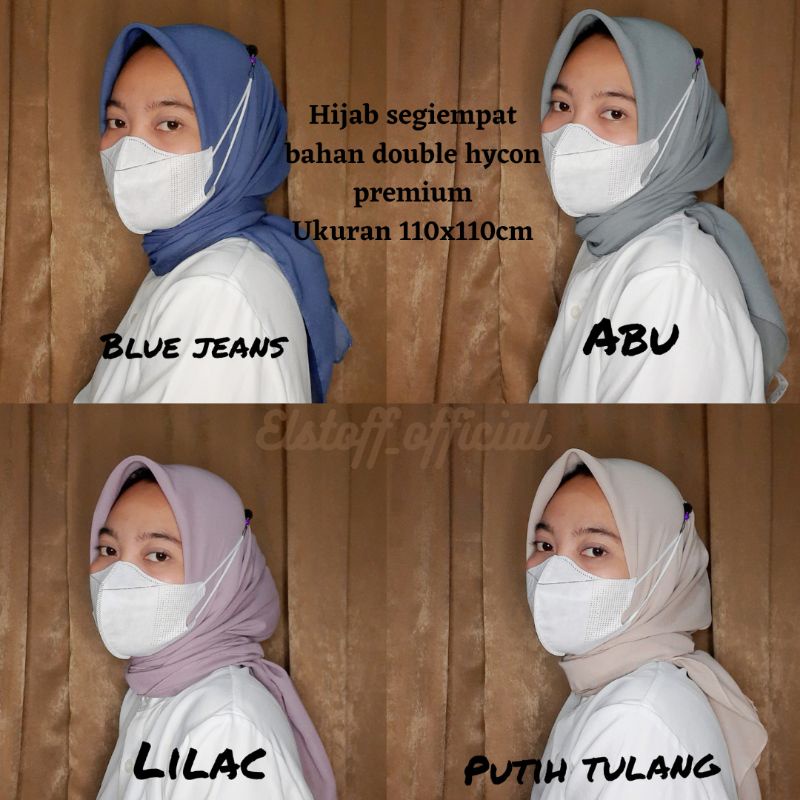 hijab segiempat bahan double hycon premium