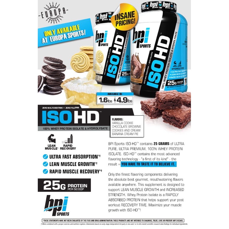 BPI ISO HD 5 LBS ISOLATE SUPLEMEN SUSU FITNES FITNESS TINGGI PROTEIN GYM KESEHATAN MAKANAN