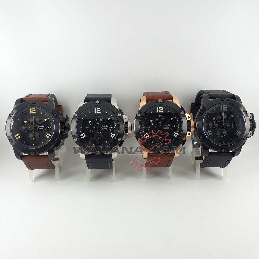 Alexandre Christie AC 6295 MC / Jam Tangan Pria AC6295 Kulit Chrono Alexander Cowok Leather Strap