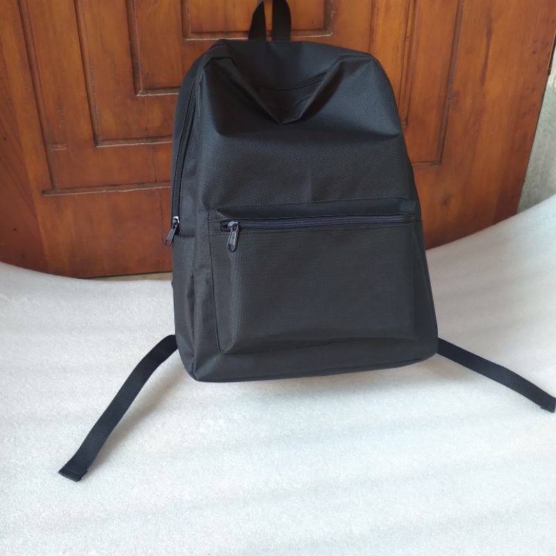 Backpack Tas Ransel Polos Hitam/Tas Backpack Ransel Trendi Kuliah Sekolah