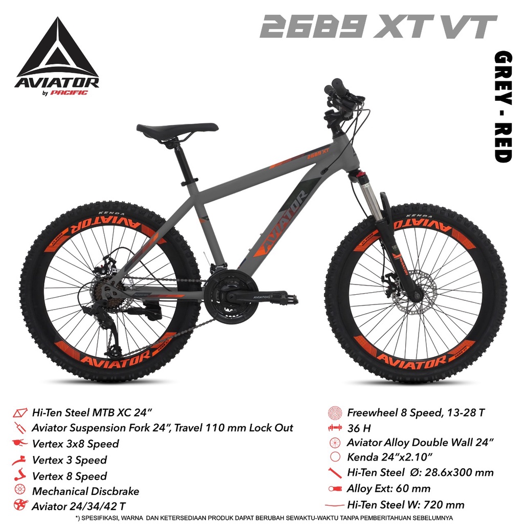 Sepeda MTB 24 INC Aviator 2689 XT VT NEW