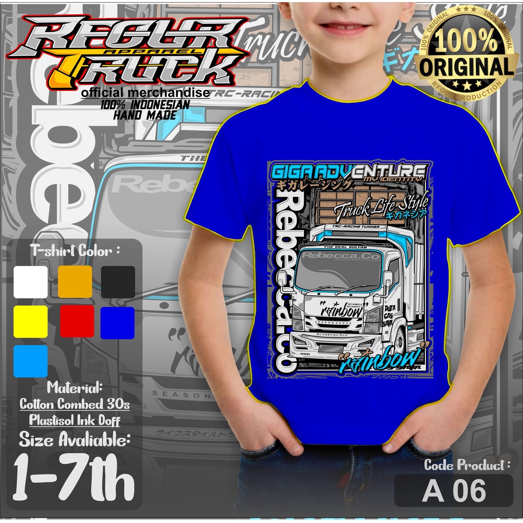 KAOS TRUCK OLENG ANAK RAINBOW REBECCA TERBARU SABLON PLASTISOL PREMIUM DISTRO UMUR 3-7 TAHUN KAOS TRUK MANIA ANAK KAOS ANAK GAMBAR TRUK