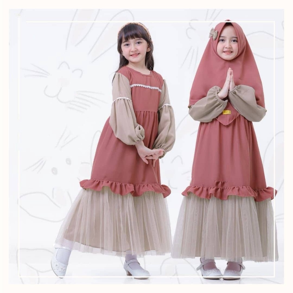 Baju Gamis Anak Perempuan Umur 8 Tahun // Khanza Syar'i Kids // Pakaian Muslim Anak Perempuan // Gam