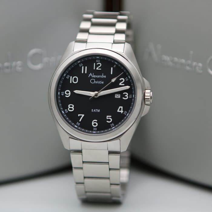 JAM TANGAN PRIA ALEXANDRE CHRISTIE AC 6540 / AC6540  SILVER BLACK ORIGINAL