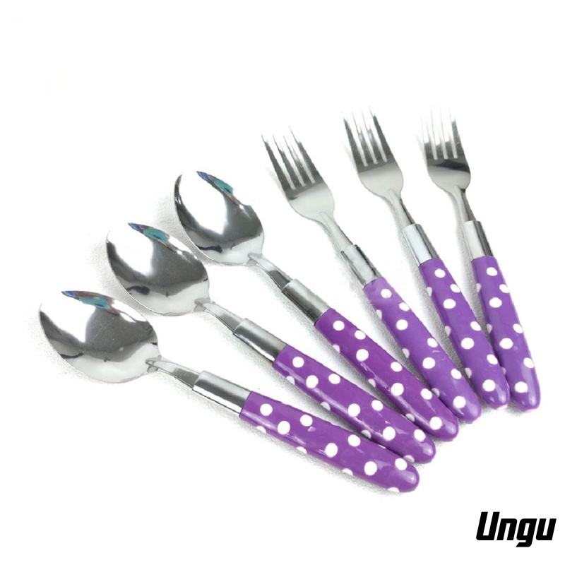 Sendok Garpu Sendok Makan Sendok Polkadot Set Stainless Sendok Garpu Warna - WORLDHOME