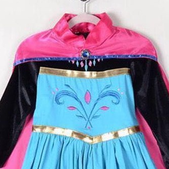 Kostum Anak Princess Anna Frozen Gaun Dress Panjang Perempuan Cewek Import Cosplay Ulang Tahun