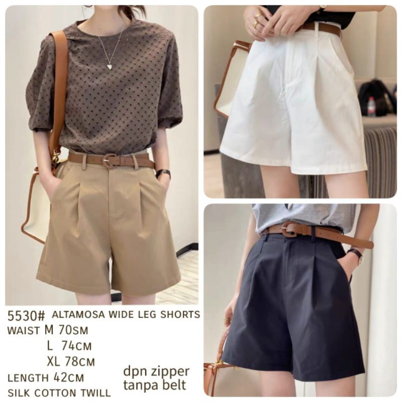 MDLV ~ 5530# Altamosa Wide Leg Shorts Celana Pendek Bahan Premium Import