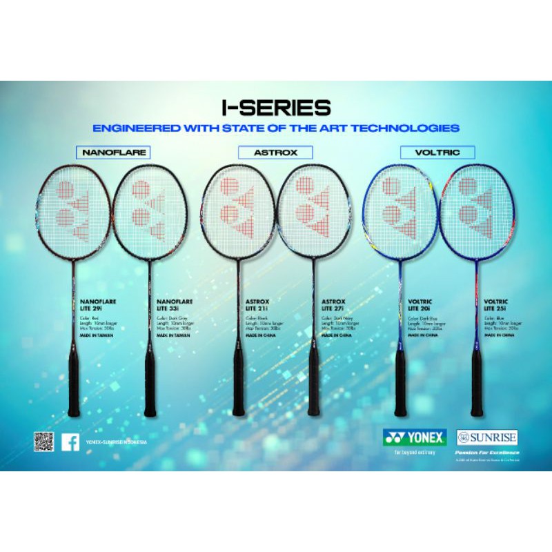 RB RAKET BADMINTON YONEX VOLTRIC LITE 20i - YONEX VOLTRIC LITE 25i (TENSION 30 LBS) ORIGINAL YONEX