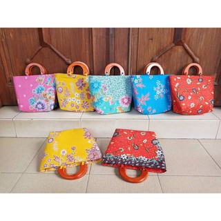  Tas  batik mini handle kayu motif  di kirim random 